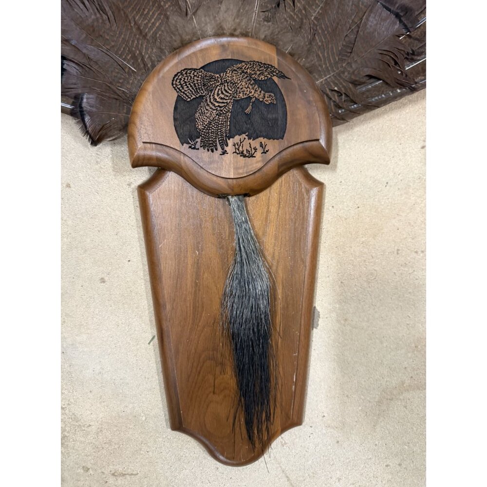 Hunting Mount Wild Turkey Hunt Trophy Tail Beard Mount 29” Wood Plaque Panel Tax - Picture 9 of 12